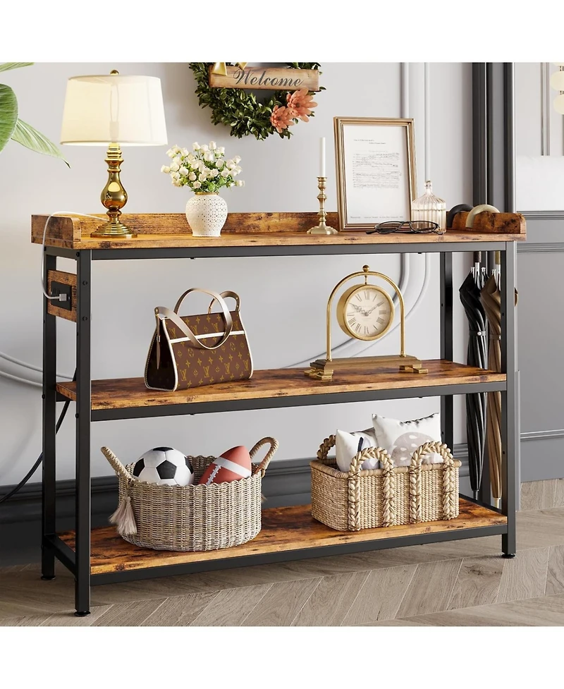Console Table, Sofa Table with Power Outlet