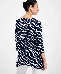 Jm Collection Women's Printed 3/4-Sleeve Swing Knit Top, Regular & Petites, Exclusively at Macy's