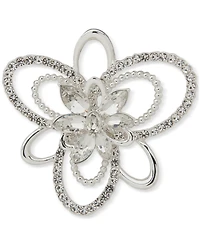 Anne Klein Silver-Tone Crystal Cluster Flower Pin