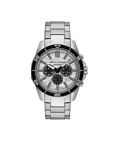 A|X Armani Exchange Men's Quartz Chronograph Silver Stainless Steel Watch, 44mm