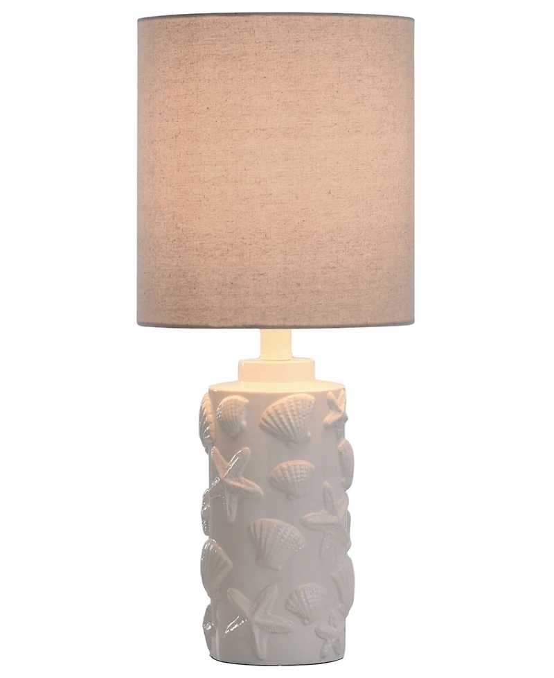 StyleCraft Home Collection 21" Seashell Coastal Motif Fabric Shade Table Lamp