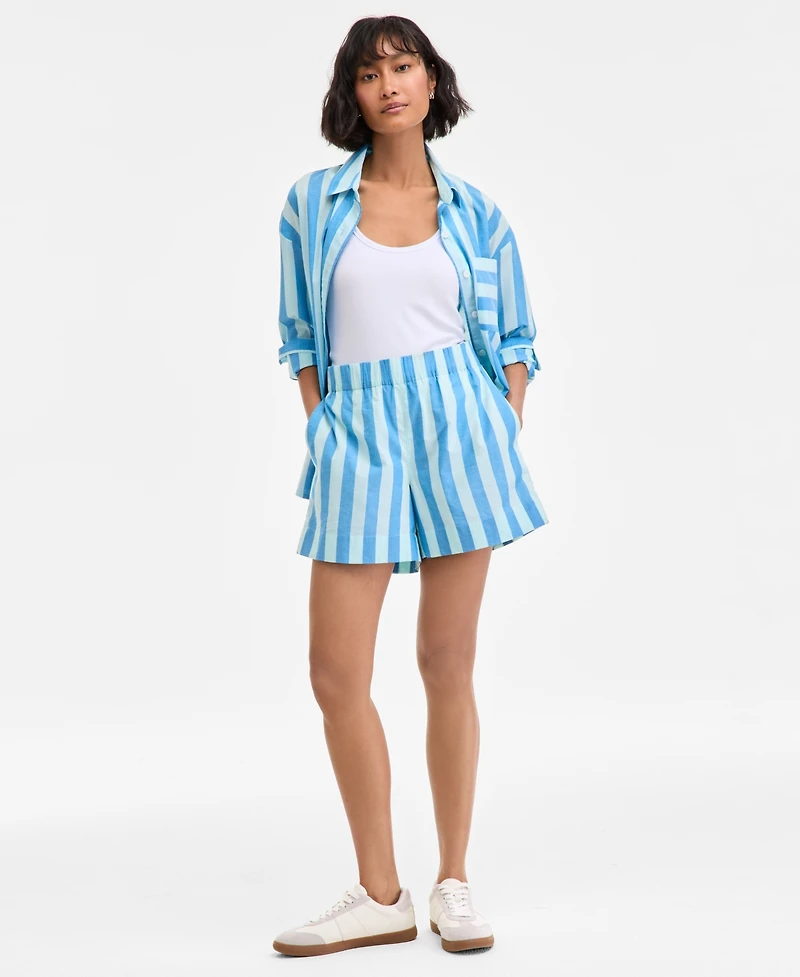 On 34th Women's Cotton Striped Pull-On Shorts, Exclusively at Macy's