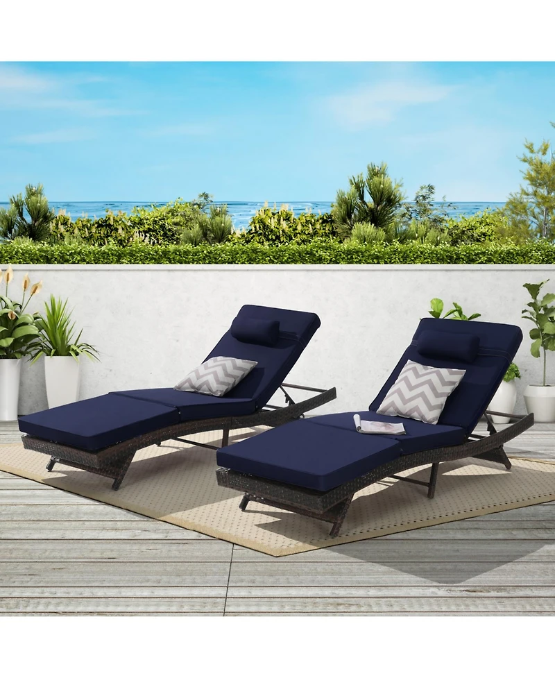Streamdale Outdoor Wicker Reclining Lounge Chairs (Set of 2) - Beach, Pool, Garden