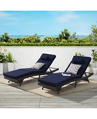 Streamdale Outdoor Wicker Reclining Lounge Chairs (Set of 2) - Beach, Pool, Garden