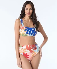 Vince Camuto Womens Printed Square Neck Bikini Top Convertible Bottoms