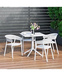 5-Piece Modern Patio Square Dining Table Set with Stackable Patio Dining Chairs