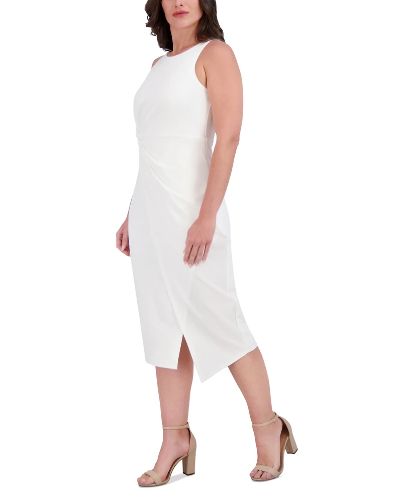 Siena Women's Ruched Side-Twist Sleeveless Midi Dress