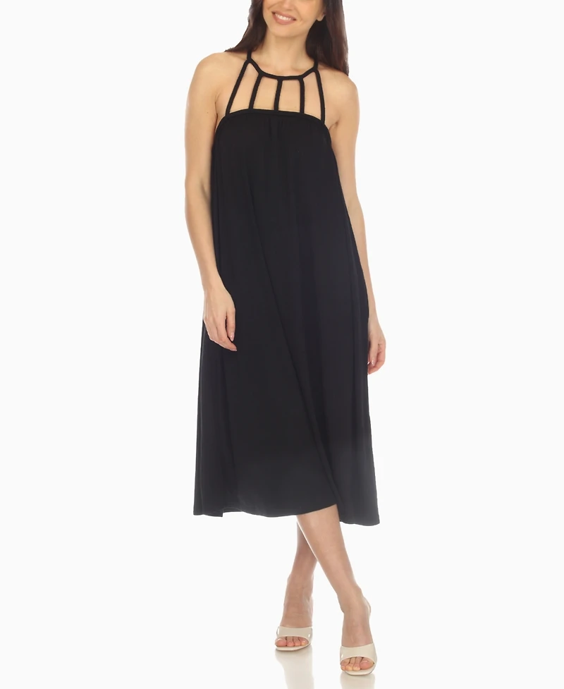 White Mark Women's Braided Strap Midi Dress