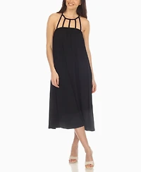 White Mark Women's Braided Strap Midi Dress