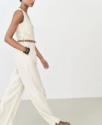 Mango Women's Belt Long Jumpsuit