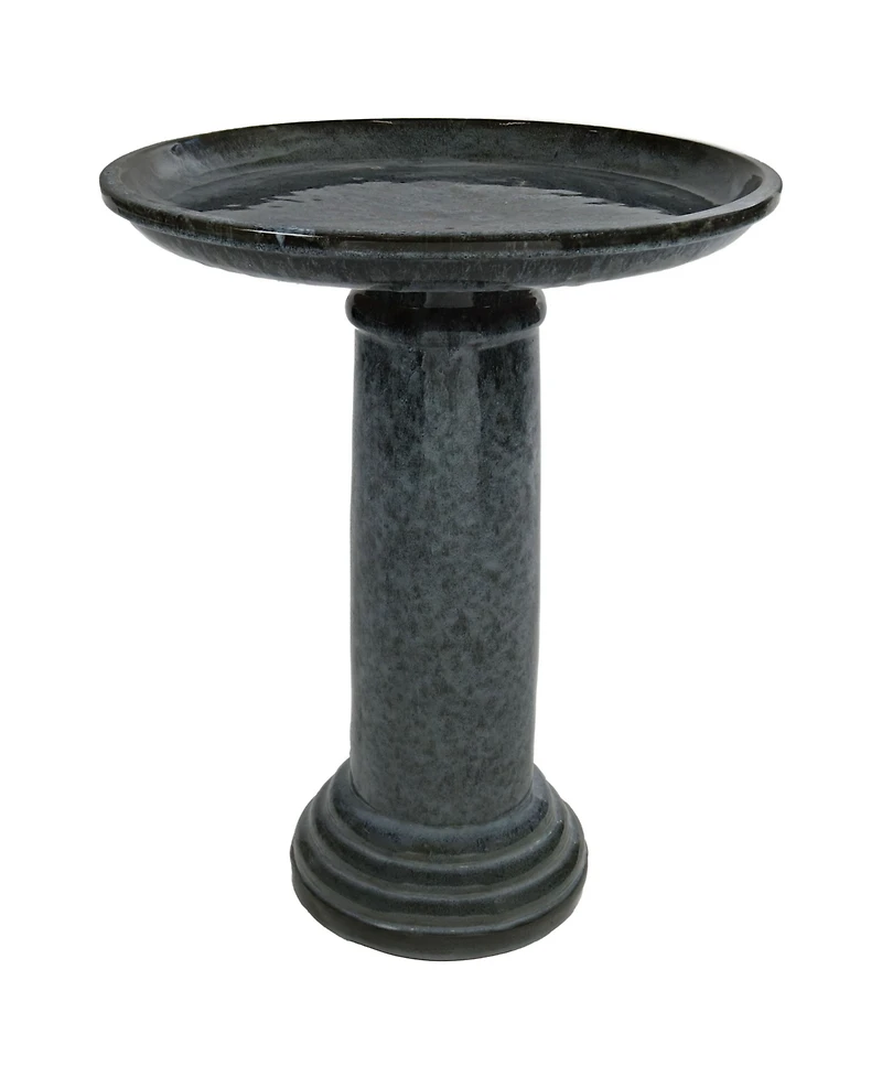 Toulon Outdoor Ceramic Bird Bath - 24.5" H - Uv- and Frost-Resistant - Glazed Bowl