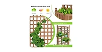 Outdoor Solid Wood Raised Garden Bed Mobile Planter Box with Trellis on Wheels