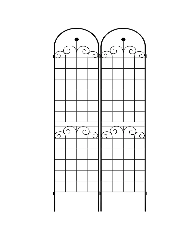 2 Pack Metal Garden Trellis for Climbing Plants Outdoor 86.7'' x 19.7'' Rustproof Plant Support Rose Trellis Netting Trellis Black