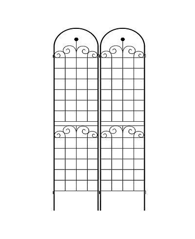 2 Pack Metal Garden Trellis for Climbing Plants Outdoor 86.7'' x 19.7'' Rustproof Plant Support Rose Trellis Netting Trellis Black