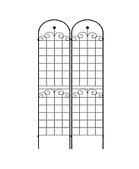 2 Pack Metal Garden Trellis for Climbing Plants Outdoor 86.7'' x 19.7'' Rustproof Plant Support Rose Trellis Netting Trellis Black
