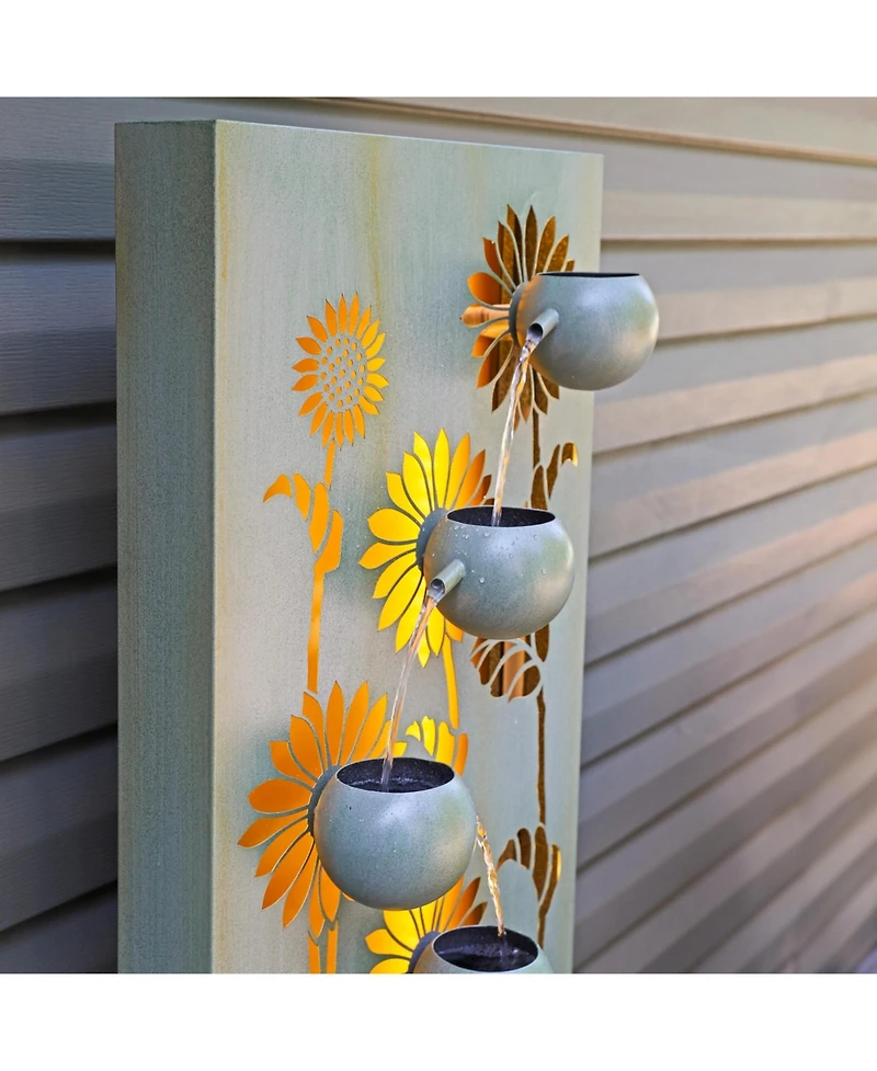 48.5" H Sunflower Fields Galvanized Steel Outdoor Water Fountain with Warm White Led Lights