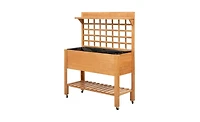 Wooden Garden Box with Separate Planter and Storage Compartments