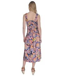 Eliza J Women's Cotton Smocked-Waist Floral-Print Dress