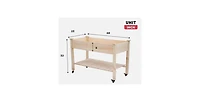 2ft x 4ft Outdoor Solid Fir Wood Raised Garden Bed Planter Box on Locking Wheels