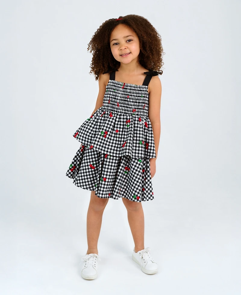 Rare Editions Toddler and Little Girls Cherry Gingham Dress