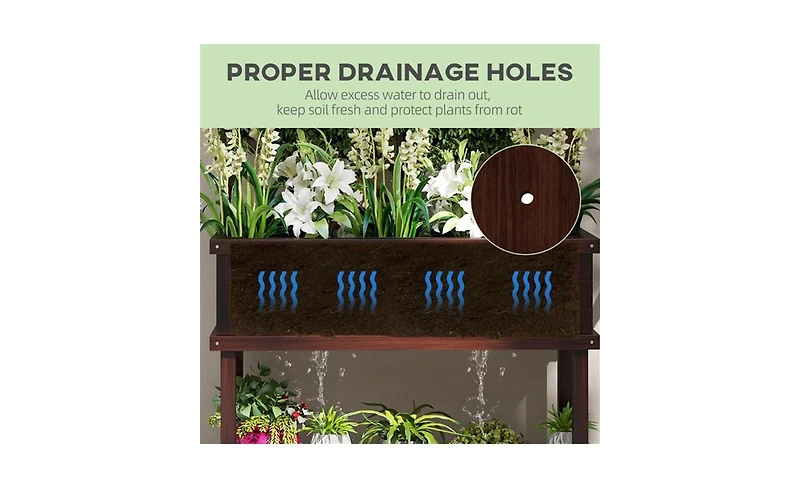 Multi-Functional Wooden Planter Box with Flower Shelf