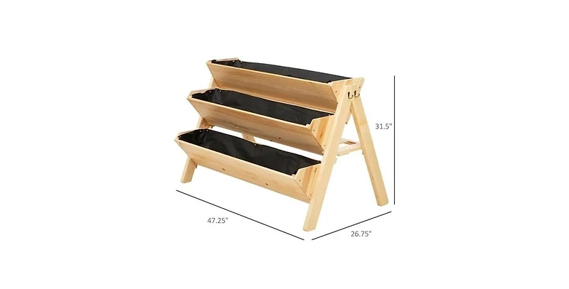 3-Tier A Frame Fir Wood 3 Elevated Planter Box Raised Garden Bed