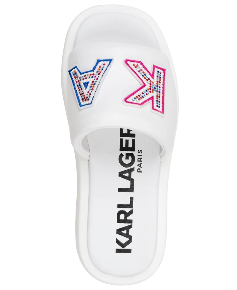 Karl Lagerfeld Paris Women's Opal Stone Platform Slide Flat Sandals