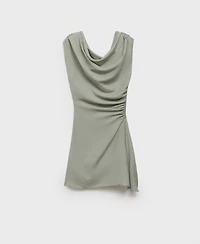 Mango Women's Asymmetrical Draped Short Dress