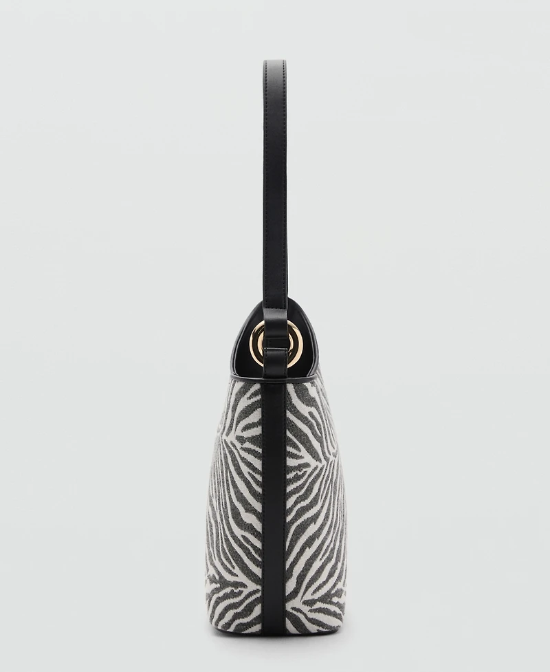 Mango Women's Large Zebra-Print Bucket Bag