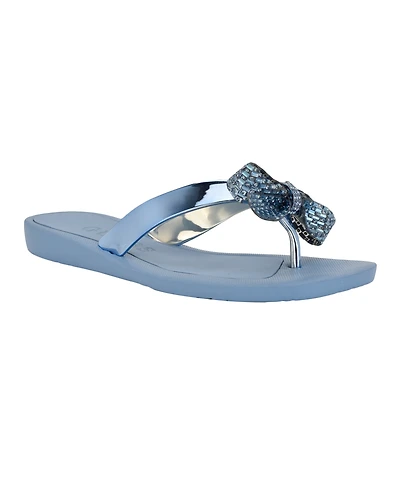 Guess Women's Tata Eva Sparkle Bow Flip Flop Sandals