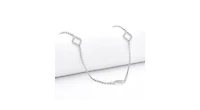 White Rhodium Open Cz Clover Station Long Necklace