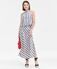 On 34th Womens Cropped Bubble Hem Tank Striped Maxi Skirt Melindaa Espadrille Wedge Sandals Exclusively At Macys