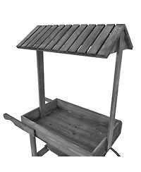Rustic, Vintage Flower Cart Display Stand Candy Cart with Wheels for a Wedding, Party, or Event - Gray
