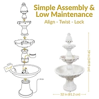 Electric Fiberglass 3-Tier Welcome Pineapple Top Outdoor Water Fountain - 57"