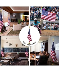 Yescom 6Ft Indoor Flag Pole Kit Eagle Topper Aluminum Gold Pole with Base 3x5Ft Us Flag for Office School City Hall 2Pcs