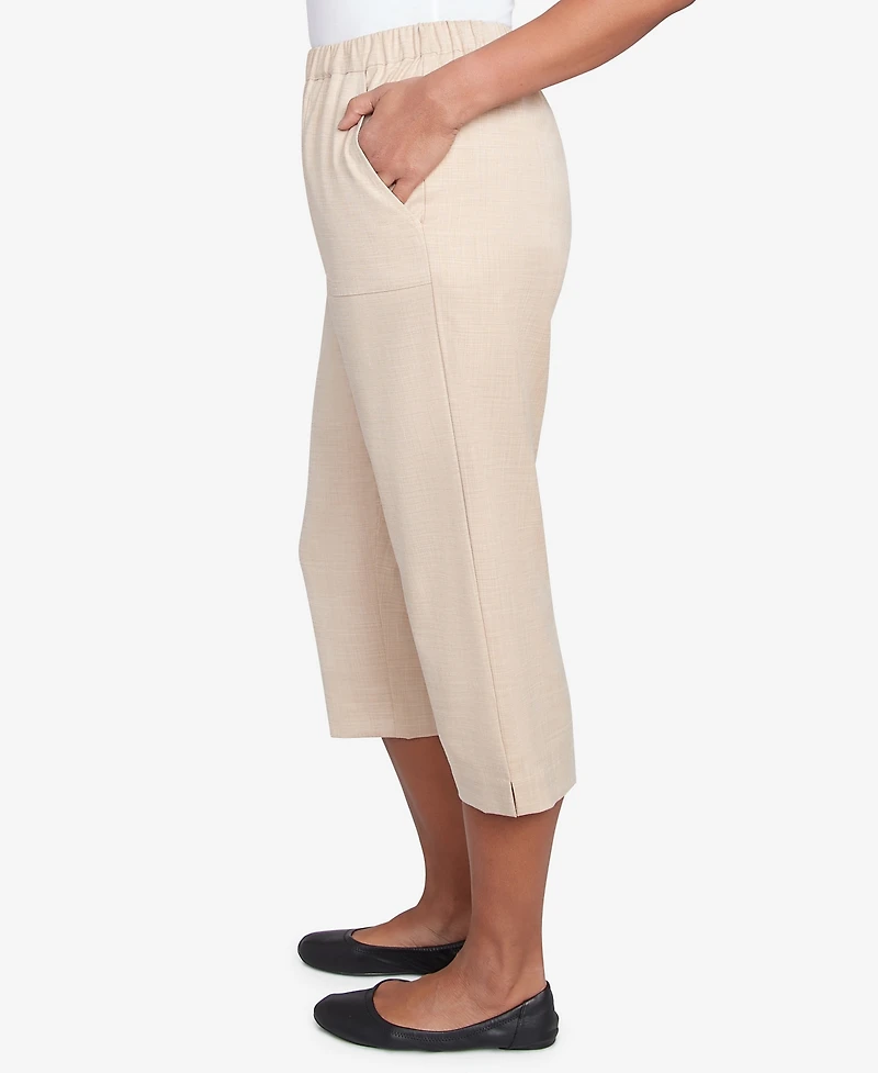 Alfred Dunner Women's Catalina Island Patch Pocket Elastic Waistband Capri Pants