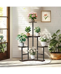 Unho 42.7" Height Corner Plant Stand with 5 Round Shelves Indoor Plant Rack Metal Frame