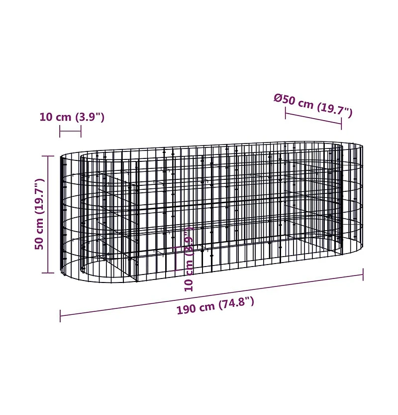 Gabion Raised Bed Galvanized Iron 74.8"x19.7"x19.7"