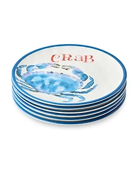 Certified International Beach House Crab Melamine 6-Pc. Salad Plates, Service For 6