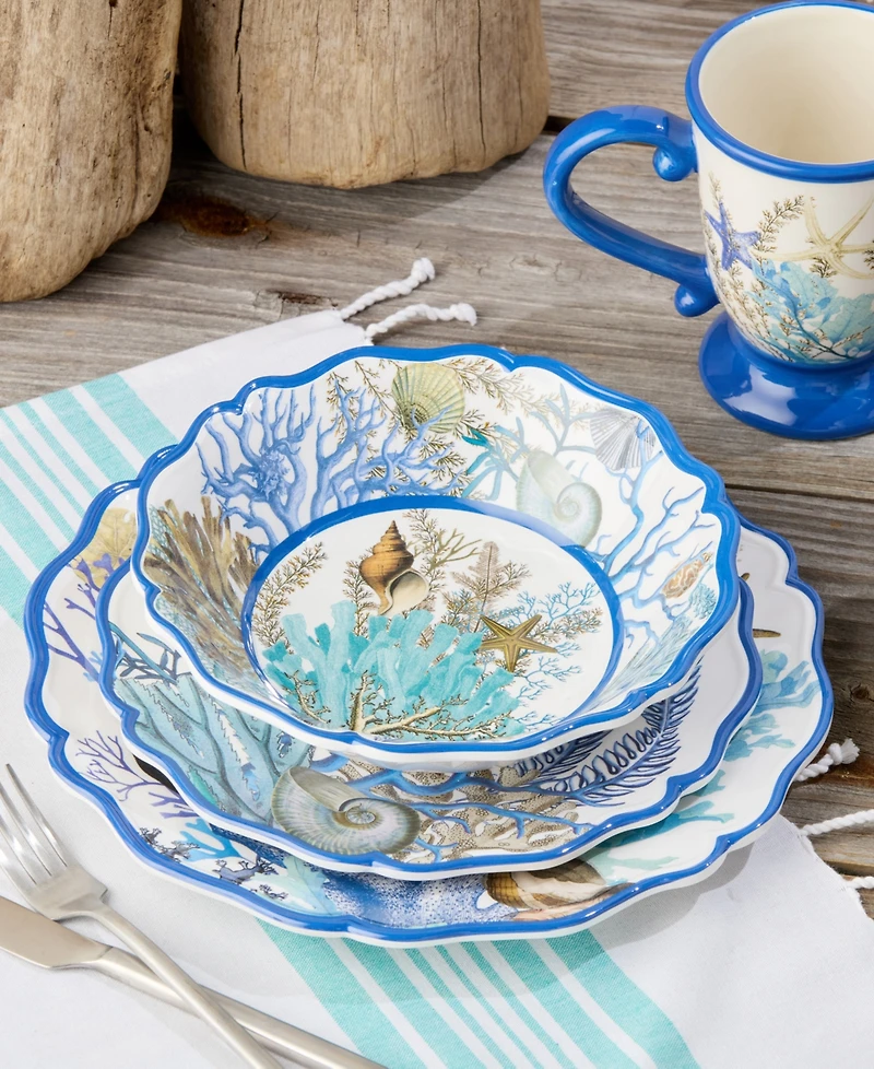Certified International Blue Lagoon Melamine 12-Pc. Dinnerware Set, Service For 4