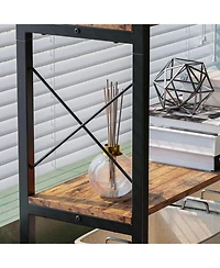 5-Shelf Corner Bookcase, Vintage Industrial Corner Bookshelf Etagere