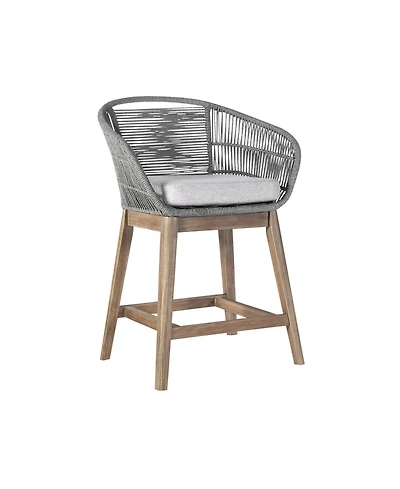 Solid Wood Bar Height Chair with Footrest – Low Back Outdoor Seating for Relaxation