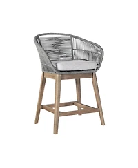 Solid Wood Bar Height Chair with Footrest – Low Back Outdoor Seating for Relaxation