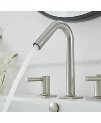 8 in. Widespread Double Handle High-Arc Bathroom Faucet Water-Saving With Drain Kit Brushed Nickel