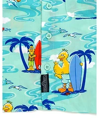 Sesame Street Boys Bird Cookie Monster Elmo Oscar the Grouch Matching Family Hawaiian Button Down Shirt to
