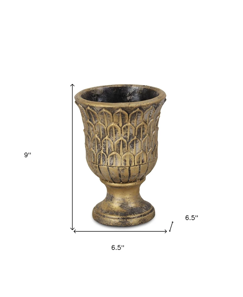 Textural Tone-On-Tone Cement Round Urn Planter – Elegant Pot for Outdoor & Indoor Spaces
