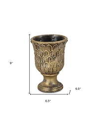 Textural Tone-On-Tone Cement Round Urn Planter – Elegant Pot for Outdoor & Indoor Spaces