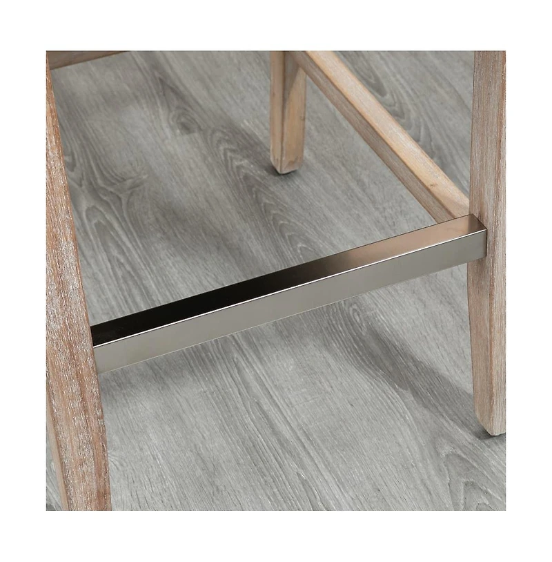 Set of 2 Counter Height Bar Stools with Solid Wood Legs and Upholstered Cushioned Seat-The Pop Home