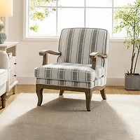 Rinaldo Farmhouse Armchair with Solid Wood Armrests