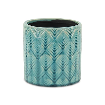 Ceramic Round Planter with Geometric Pattern – Versatile Pot for Home & Garden
